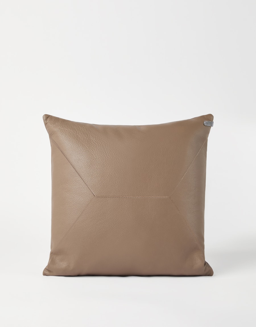 Cushion with monili Light Brown Lifestyle - Brunello Cucinelli
