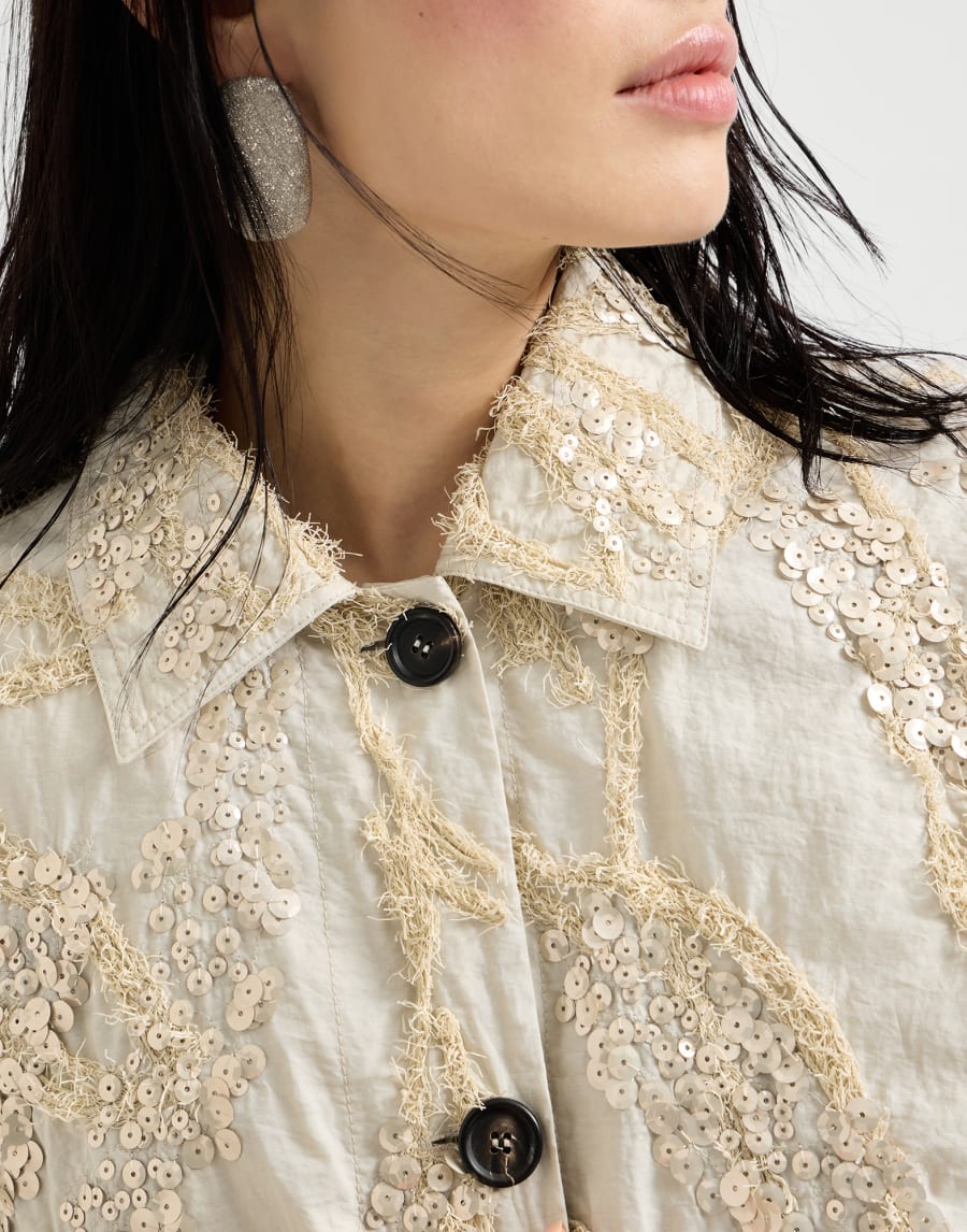 Куртка с блестящей вышивкой Seabed Бежевый Женщина - Brunello Cucinelli