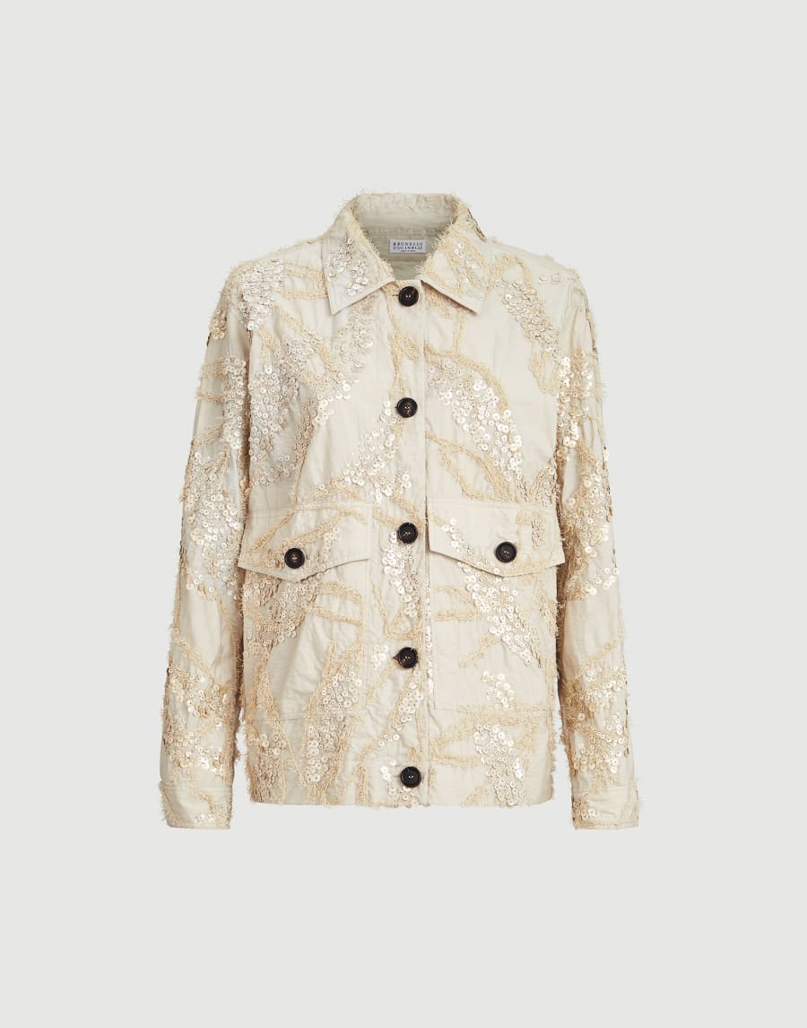 Куртка с блестящей вышивкой Seabed Бежевый Женщина - Brunello Cucinelli