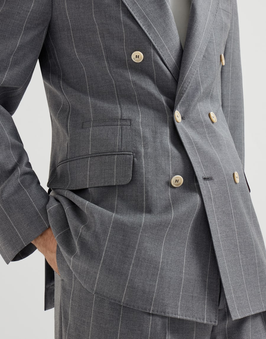 初剪羊毛料西装套装 中灰 男款 - Brunello Cucinelli