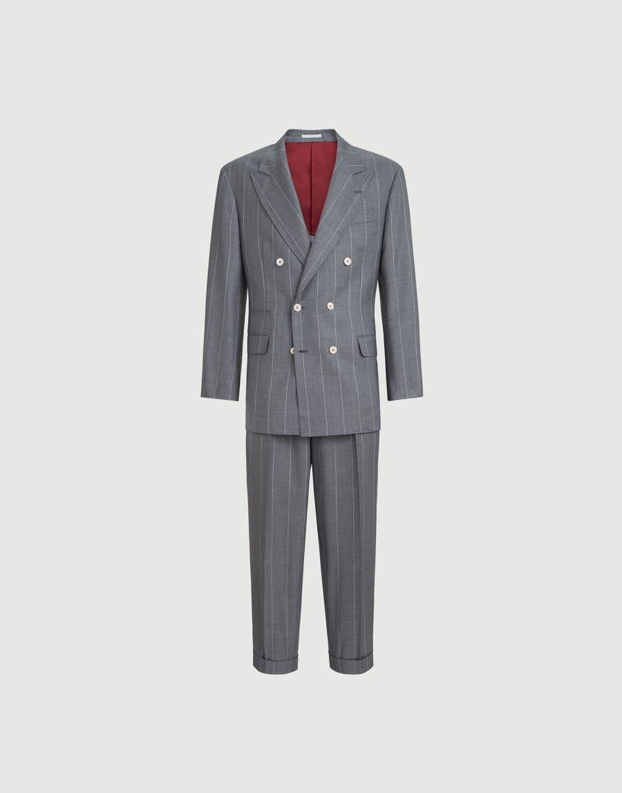 初剪羊毛料西装套装 中灰 男款 - Brunello Cucinelli