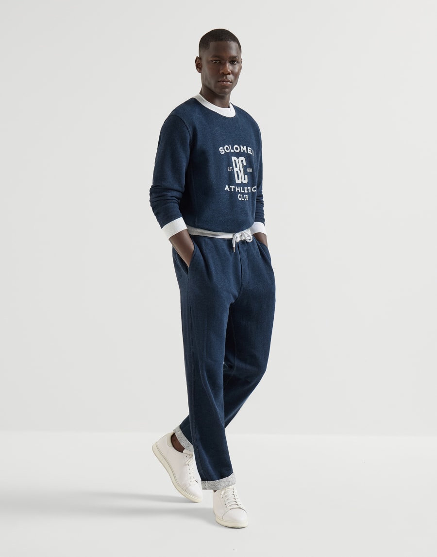 French terry trousers Navy Blue Man - Brunello Cucinelli