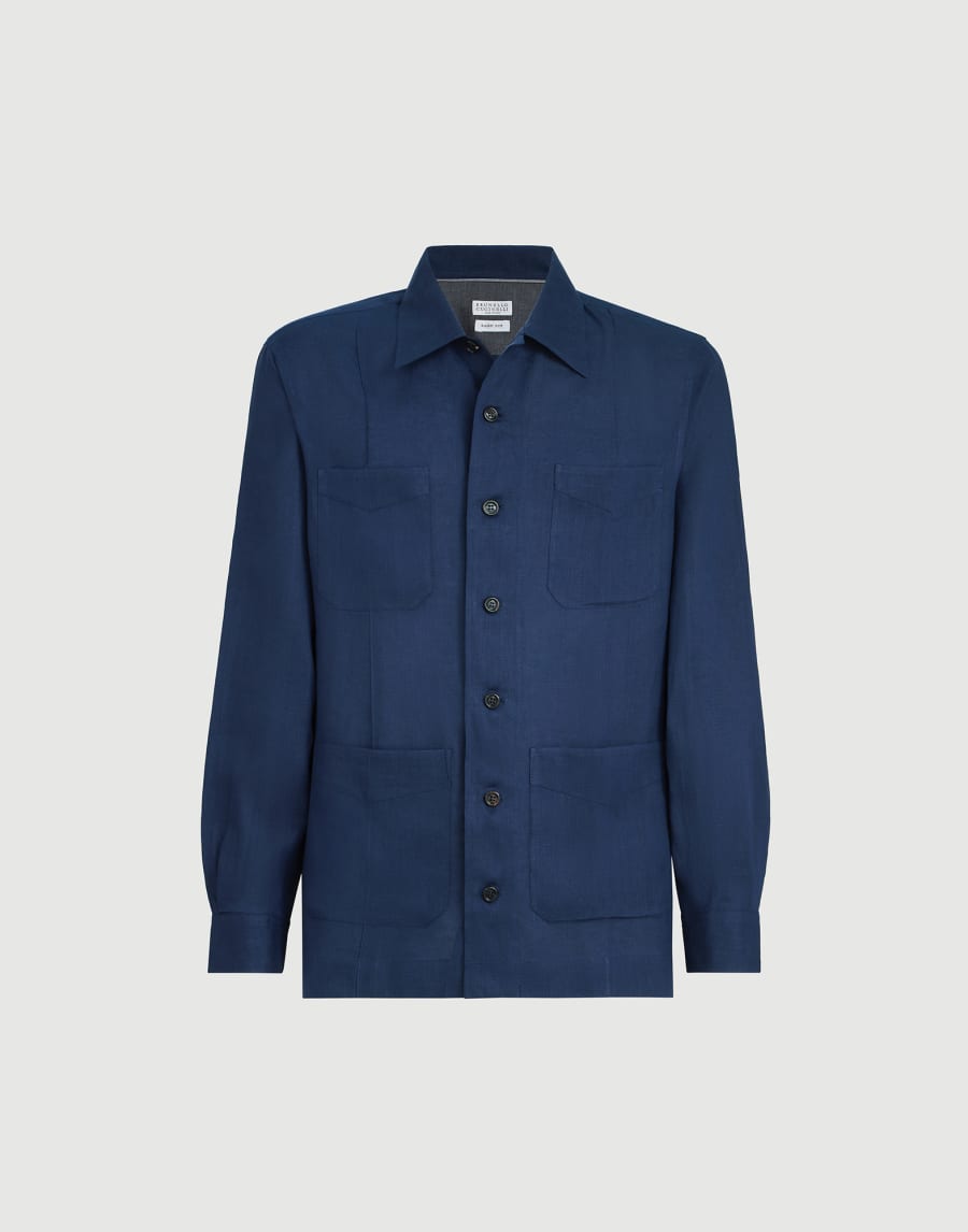 Linen guayabera Navy Blue Man - Brunello Cucinelli