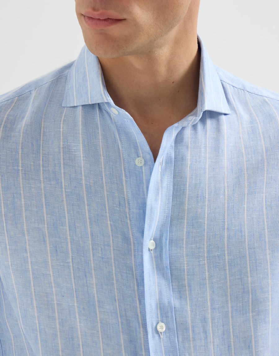 Рубашка в меловую полоску Лазурный Мужчина - Brunello Cucinelli