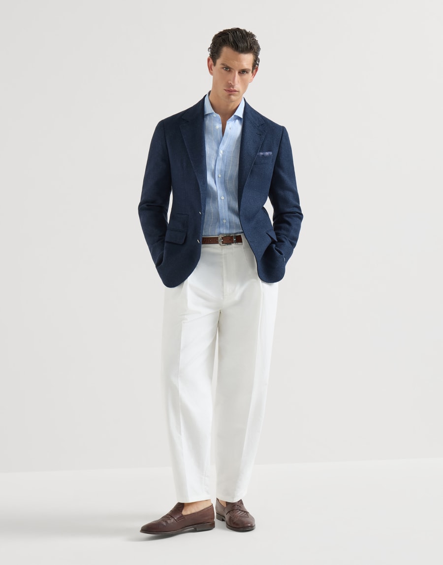 Рубашка в меловую полоску Лазурный Мужчина - Brunello Cucinelli