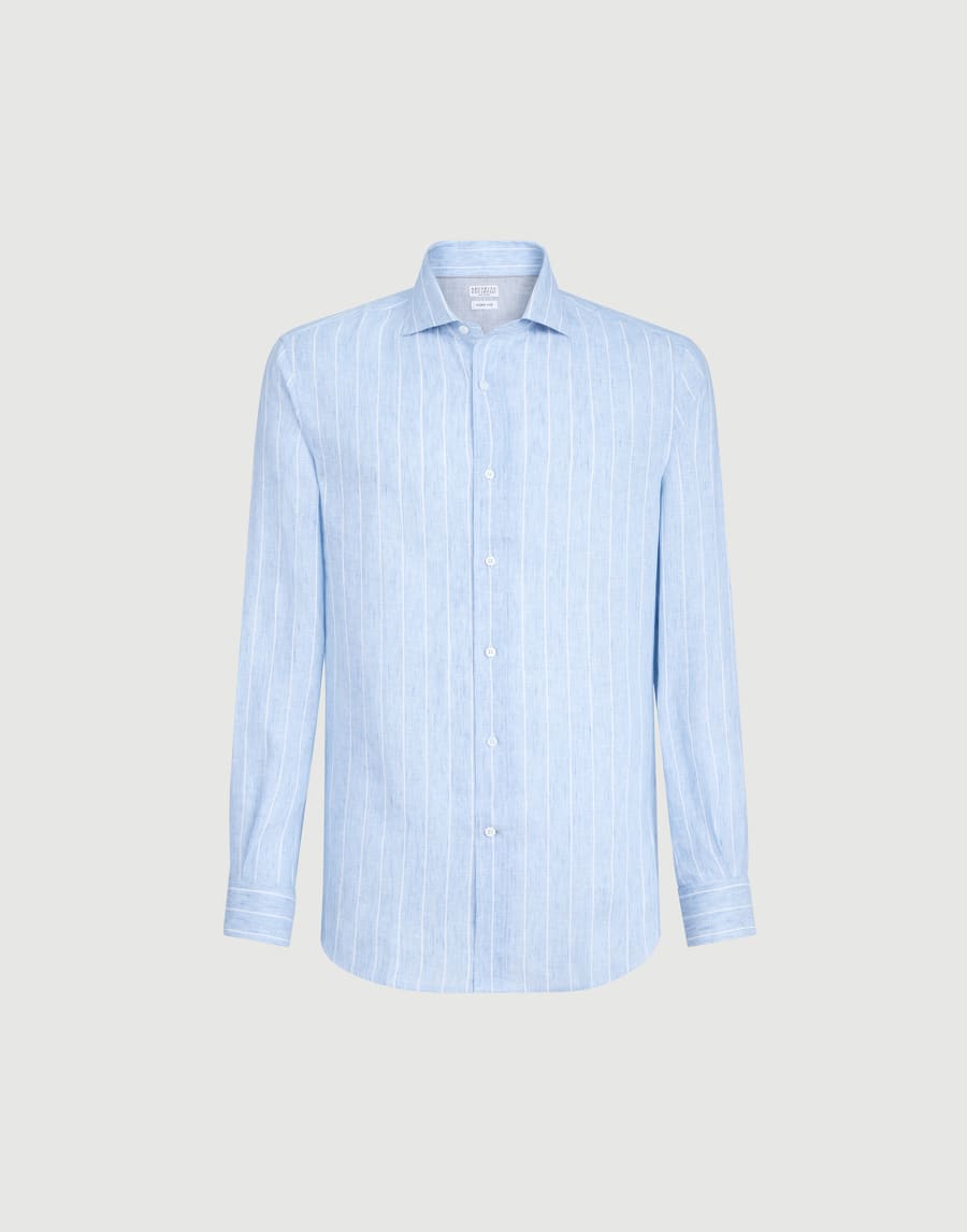 Рубашка в меловую полоску Лазурный Мужчина - Brunello Cucinelli