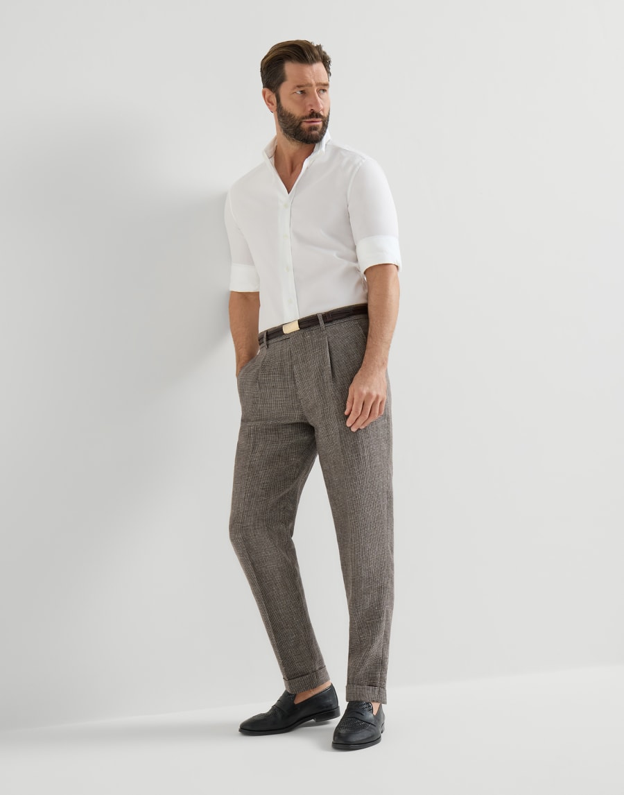 Houndstooth trousers Hazelnut Man - Brunello Cucinelli