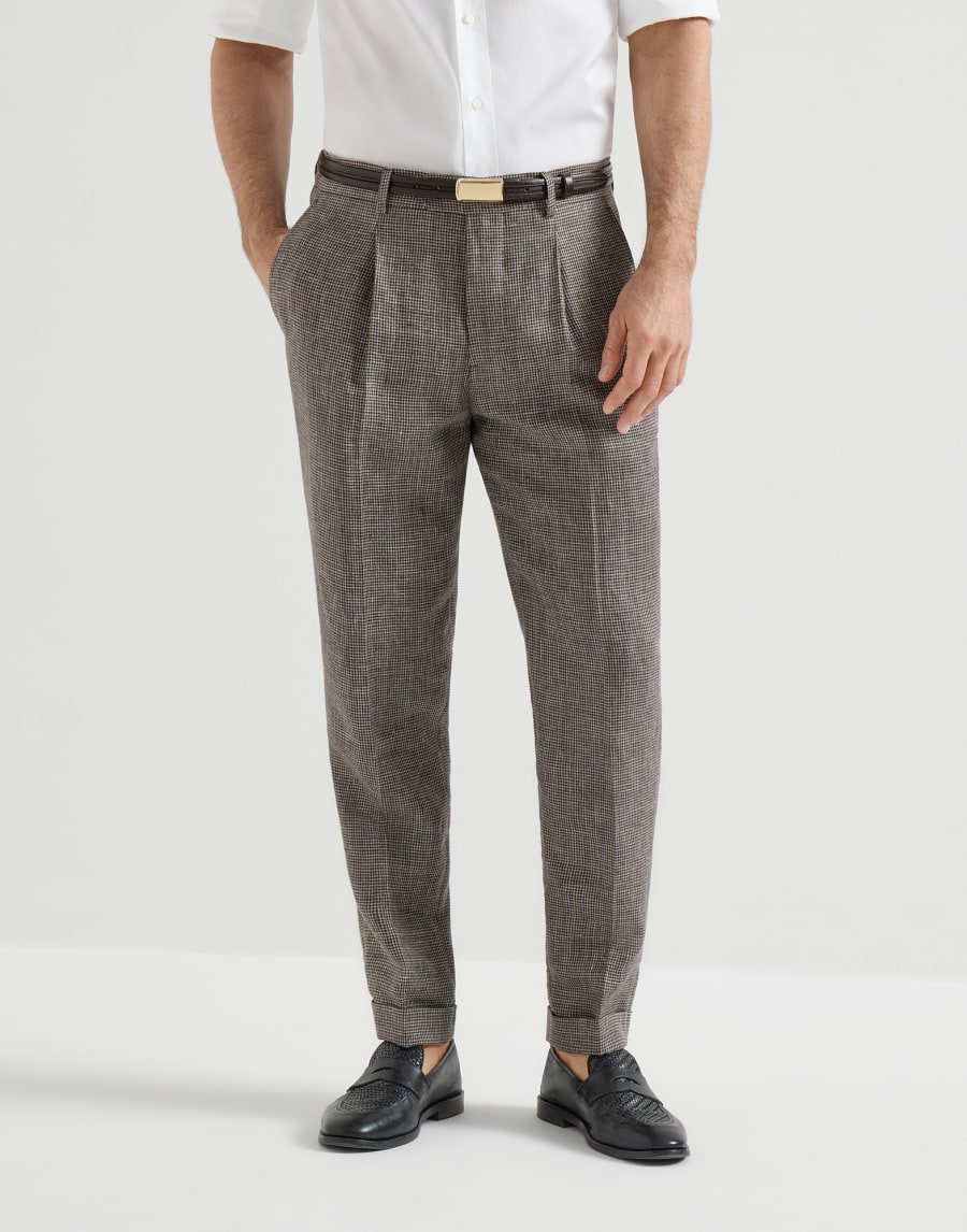 Houndstooth trousers Hazelnut Man - Brunello Cucinelli