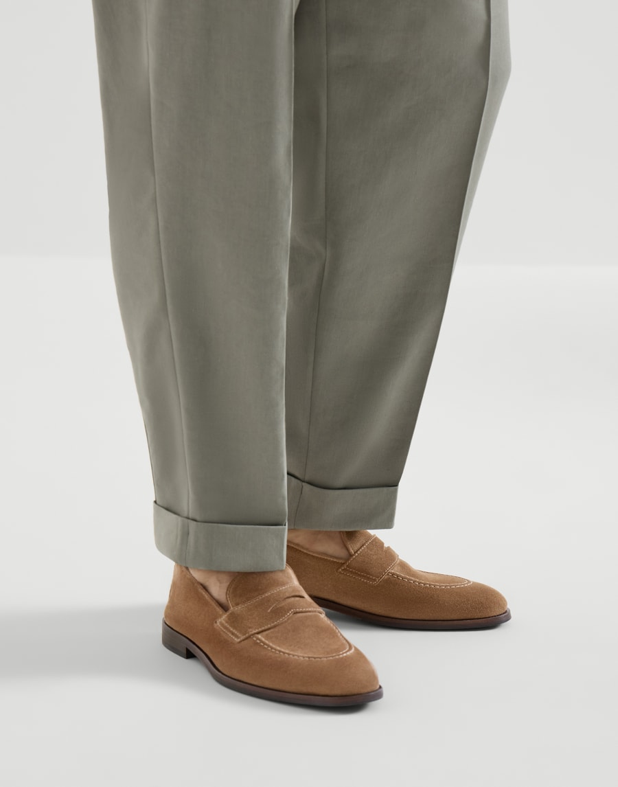 Suede Penny loafer Chestnut Man - Brunello Cucinelli
