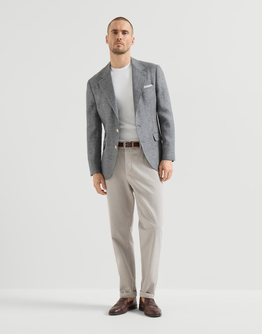 成衣染色华达呢长裤 浅灰 男款 - Brunello Cucinelli