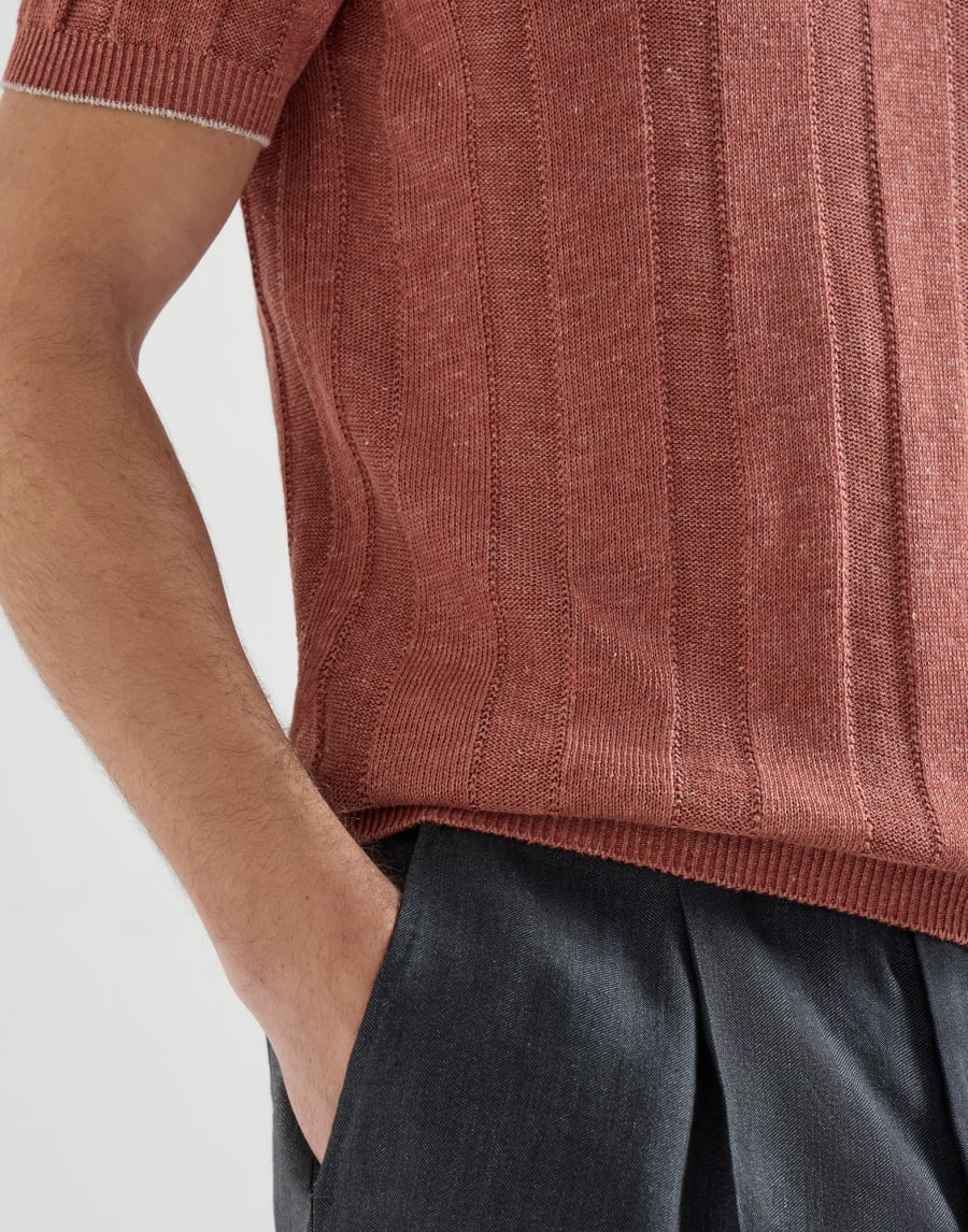 Rib knit polo Terracotta Man - Brunello Cucinelli