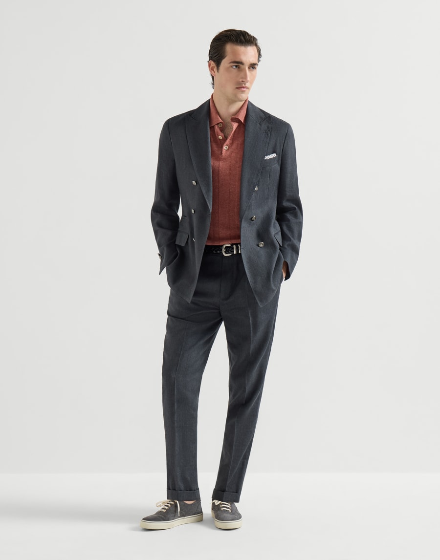 Rib knit polo Terracotta Man - Brunello Cucinelli