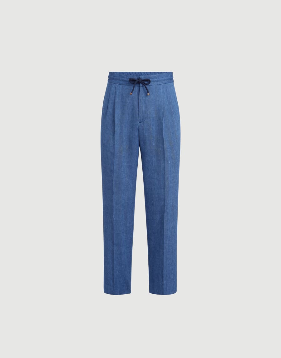 Trousers with drawstring and double pleats Denim Man - Brunello Cucinelli