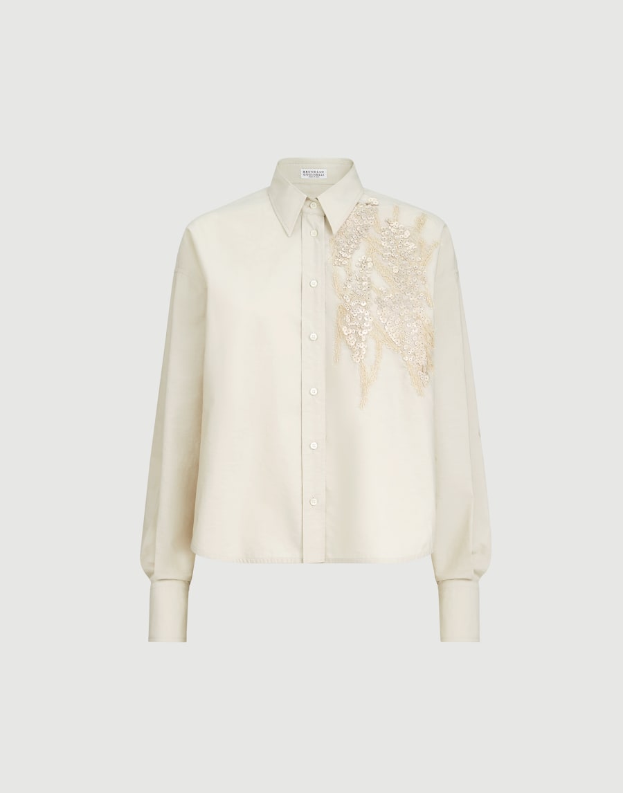 Shirt with dazzling seabed embroidery Panama Woman - Brunello Cucinelli