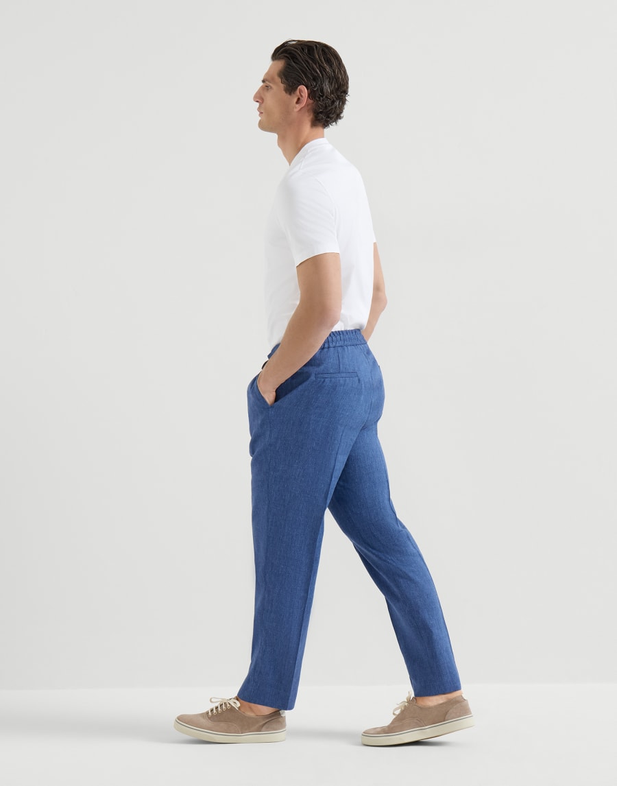 Trousers with drawstring and double pleats Denim Man - Brunello Cucinelli