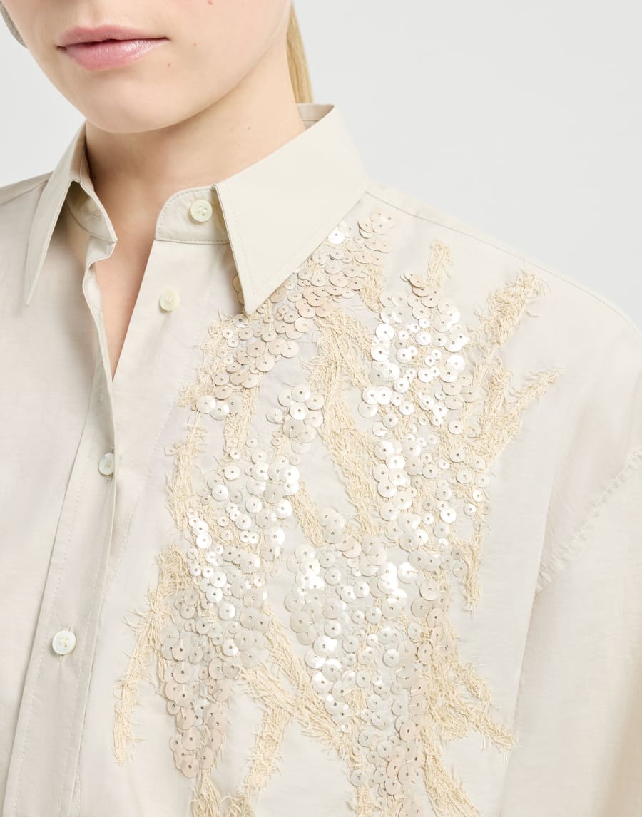 Shirt with dazzling seabed embroidery Panama Woman - Brunello Cucinelli