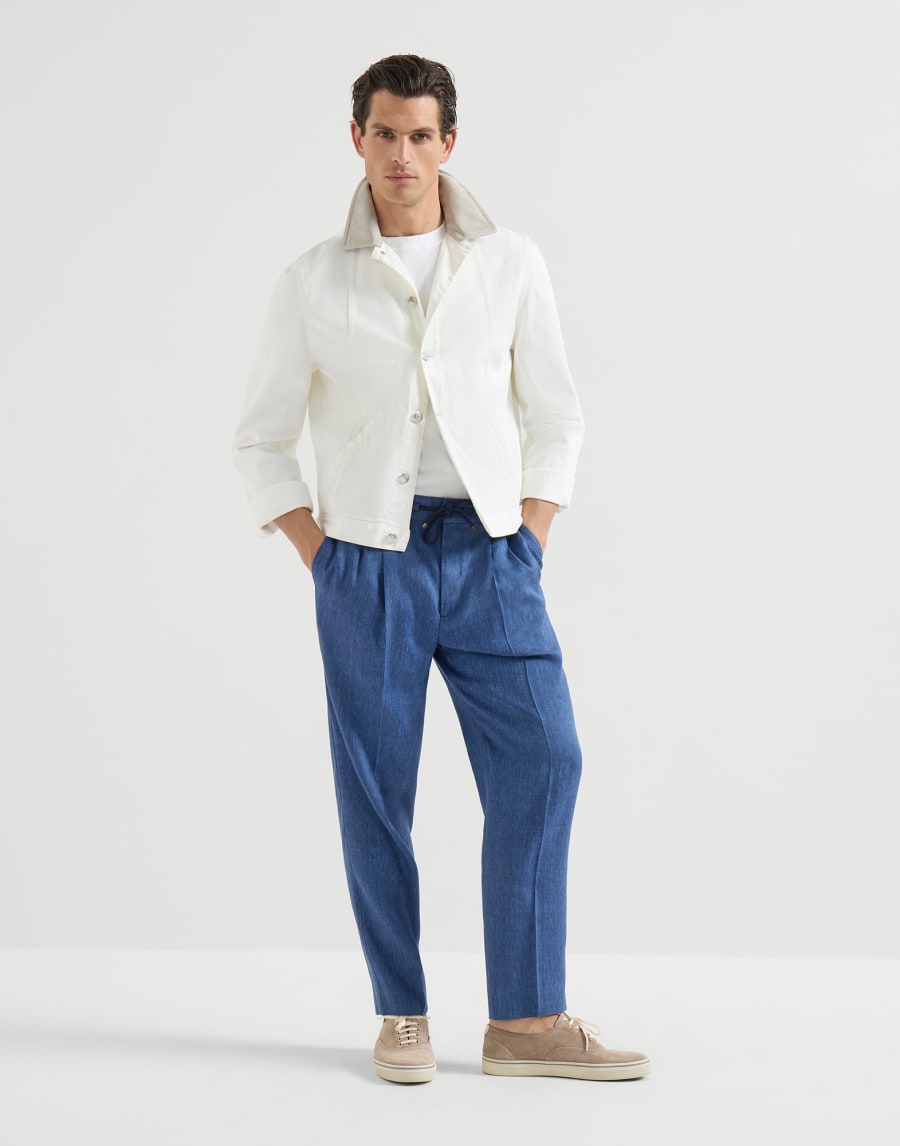 Trousers with drawstring and double pleats Denim Man - Brunello Cucinelli