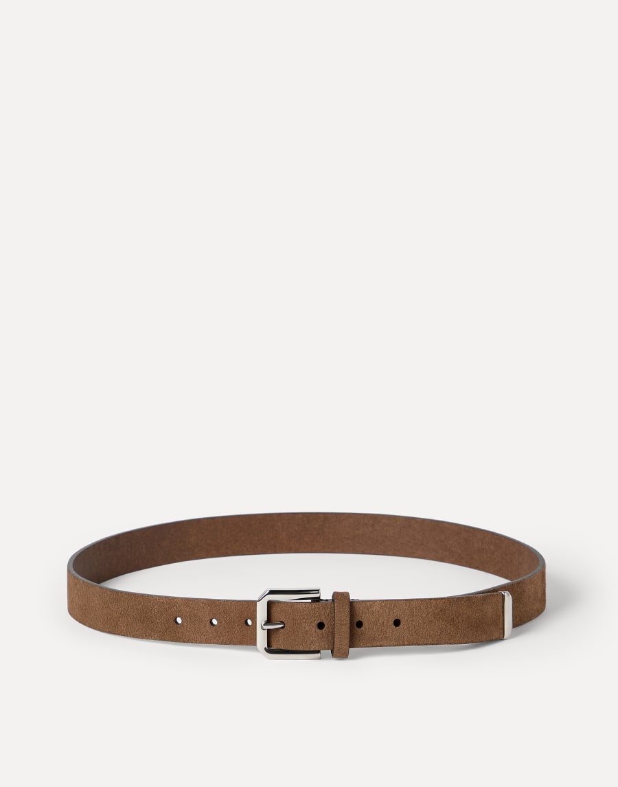 Reversed leather belt Chestnut Man - Brunello Cucinelli