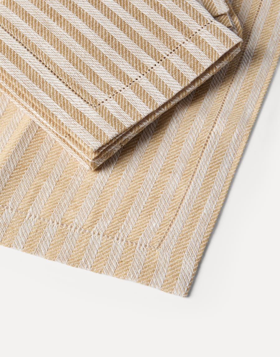 Lot de 4 grandes serviettes en lin rayées Panama Lifestyle - Brunello Cucinelli