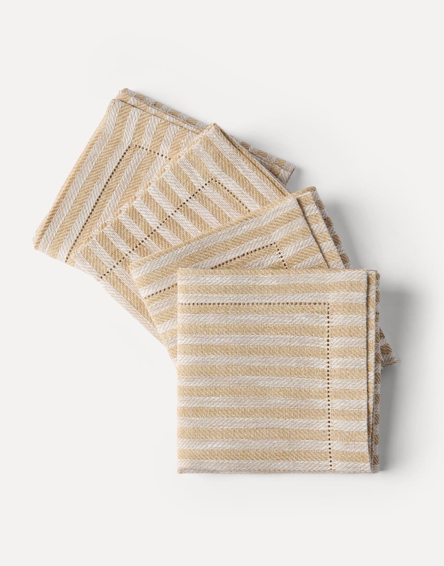 Lot de 4 grandes serviettes en lin rayées Panama Lifestyle - Brunello Cucinelli