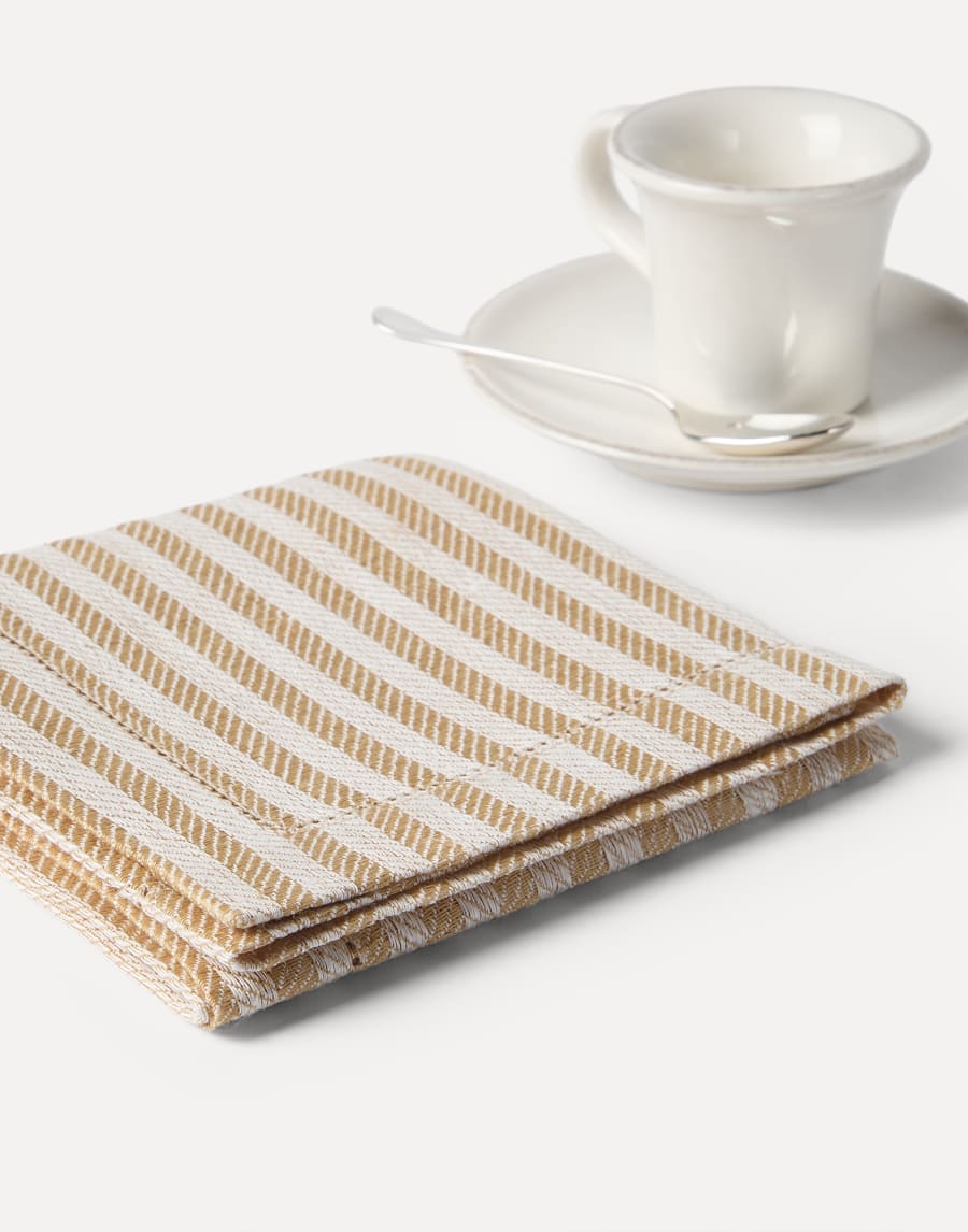 Lot de 4 grandes serviettes en lin rayées Panama Lifestyle - Brunello Cucinelli