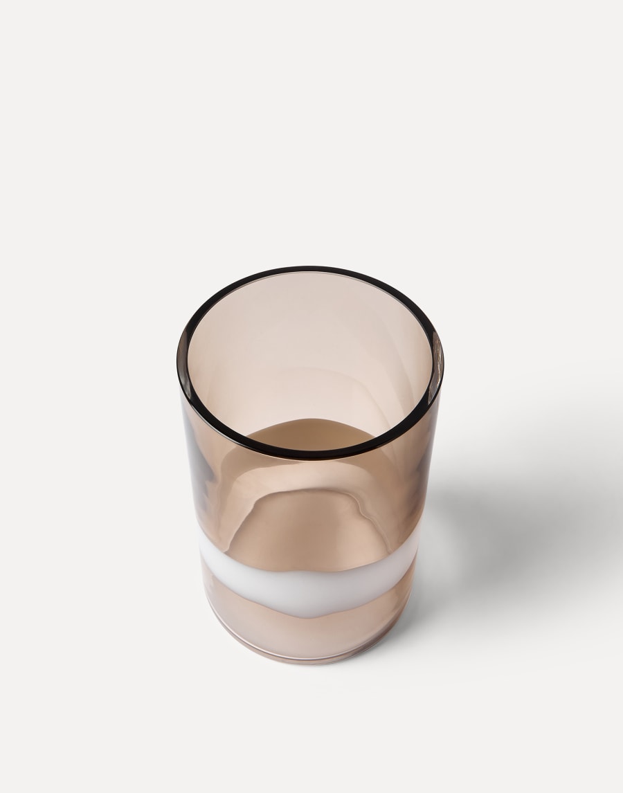 Murano glass small striped cilinder vase Natural Lifestyle - Brunello Cucinelli