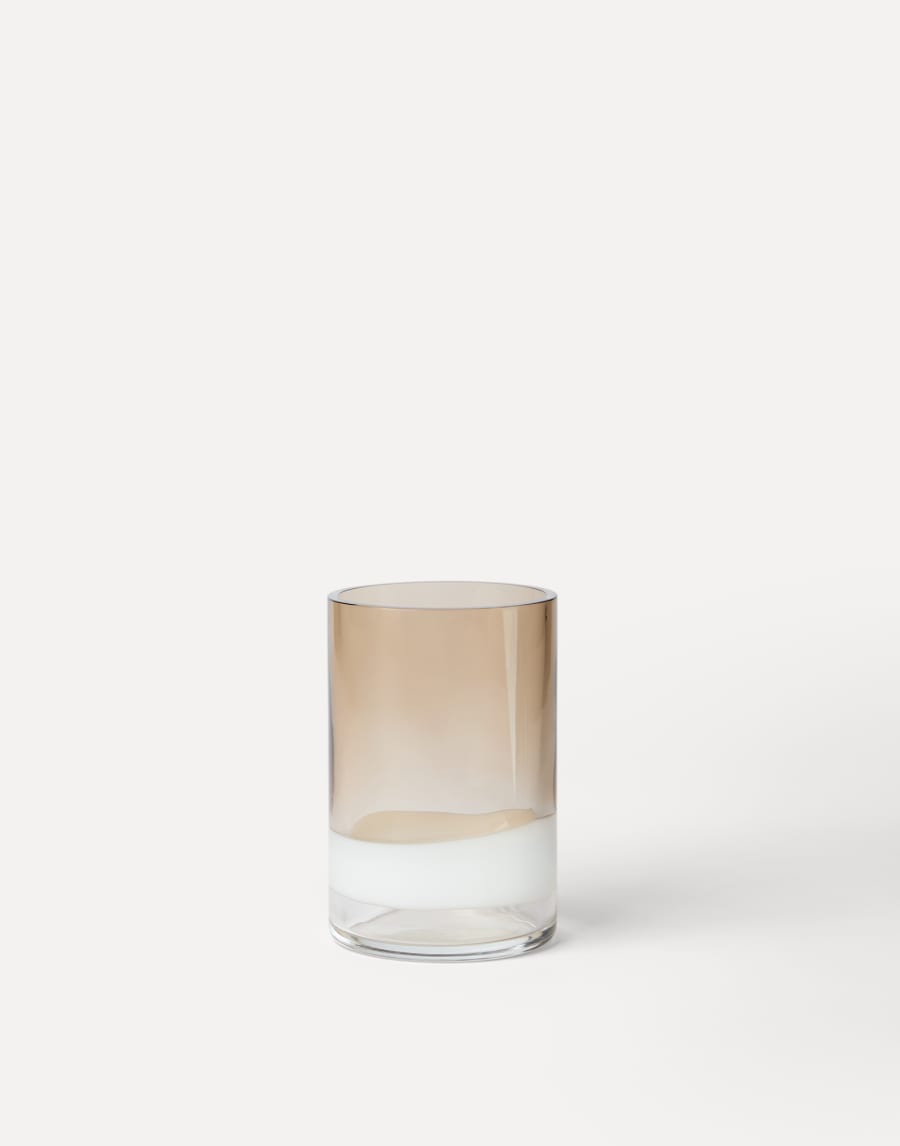 Murano glass small striped cilinder vase Natural Lifestyle - Brunello Cucinelli