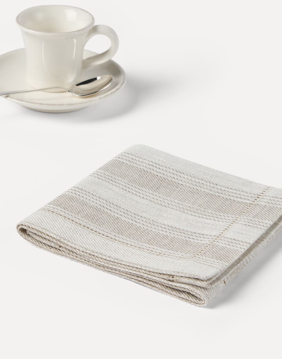 4件套查尔克条纹亚麻餐巾 浆土色 生活风格 - Brunello Cucinelli