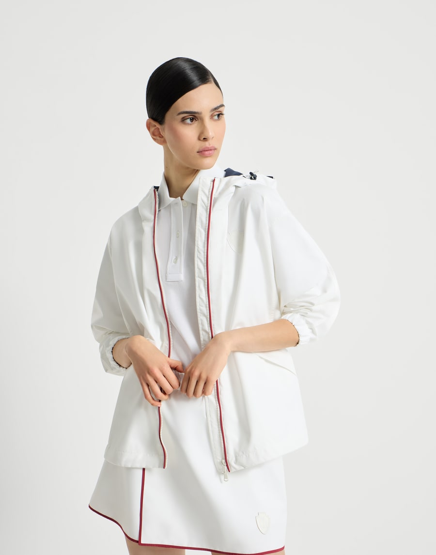 Hooded outerwear jacket with logo White Woman - Brunello Cucinelli