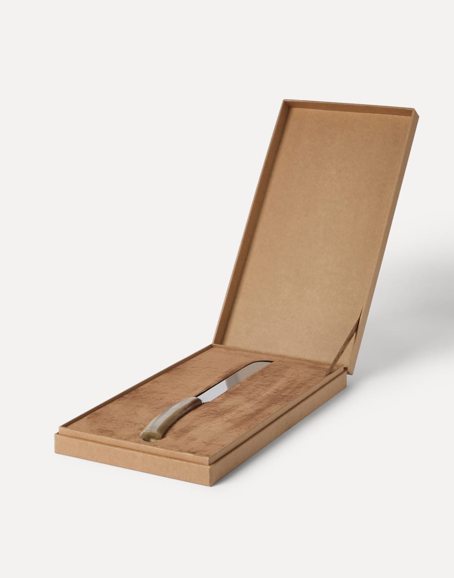 Couteau à pain en corne et acier argenté Corne Naturelle Lifestyle - Brunello Cucinelli