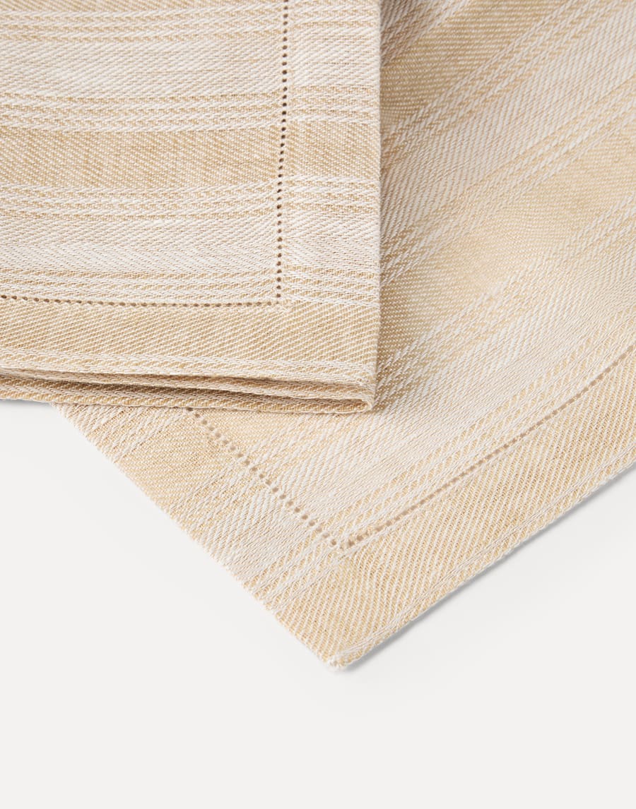 4件套查尔克条纹亚麻餐巾 巴拿马色 生活风格 - Brunello Cucinelli