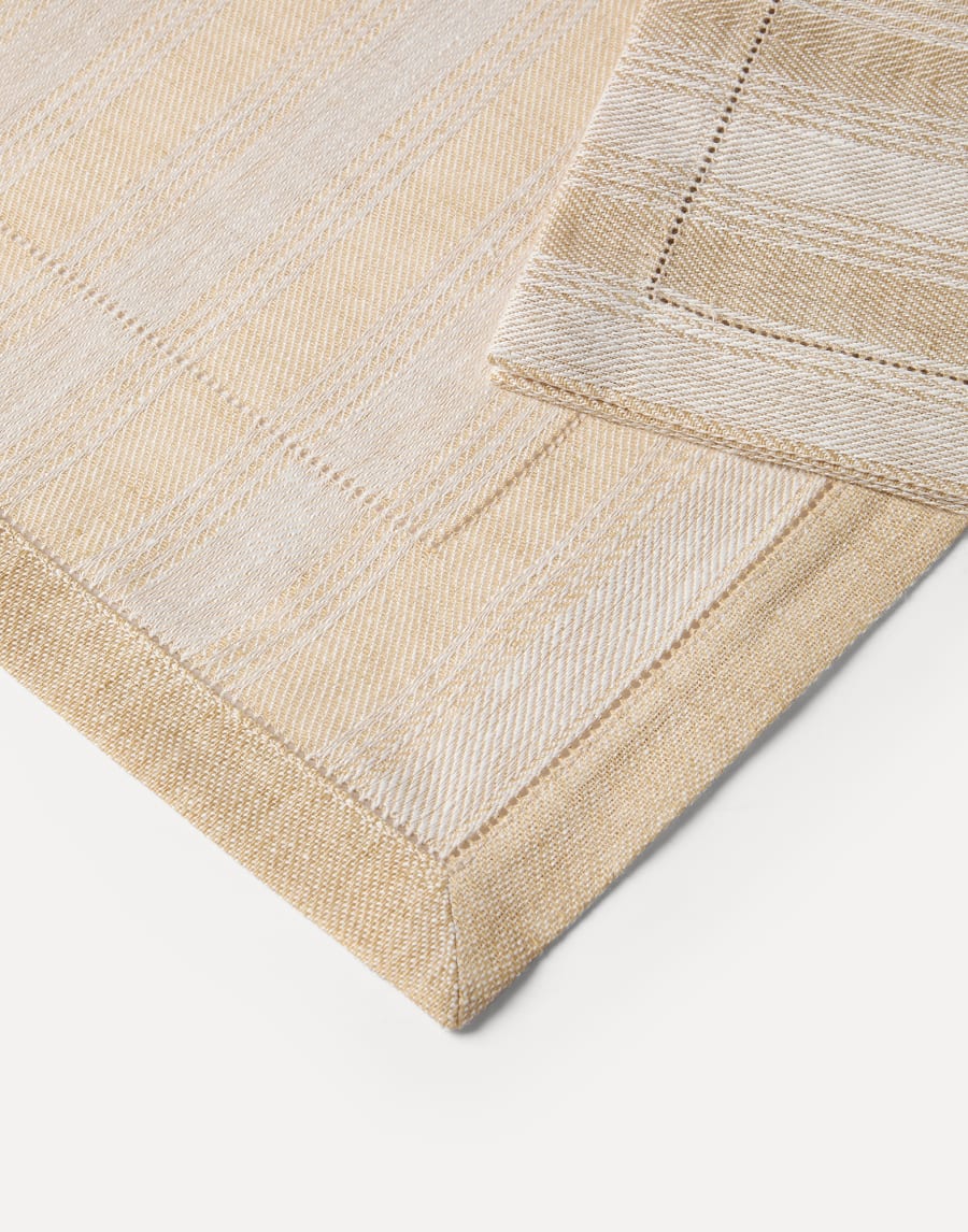 条纹亚麻餐垫和餐巾套装 巴拿马色 生活风格 - Brunello Cucinelli