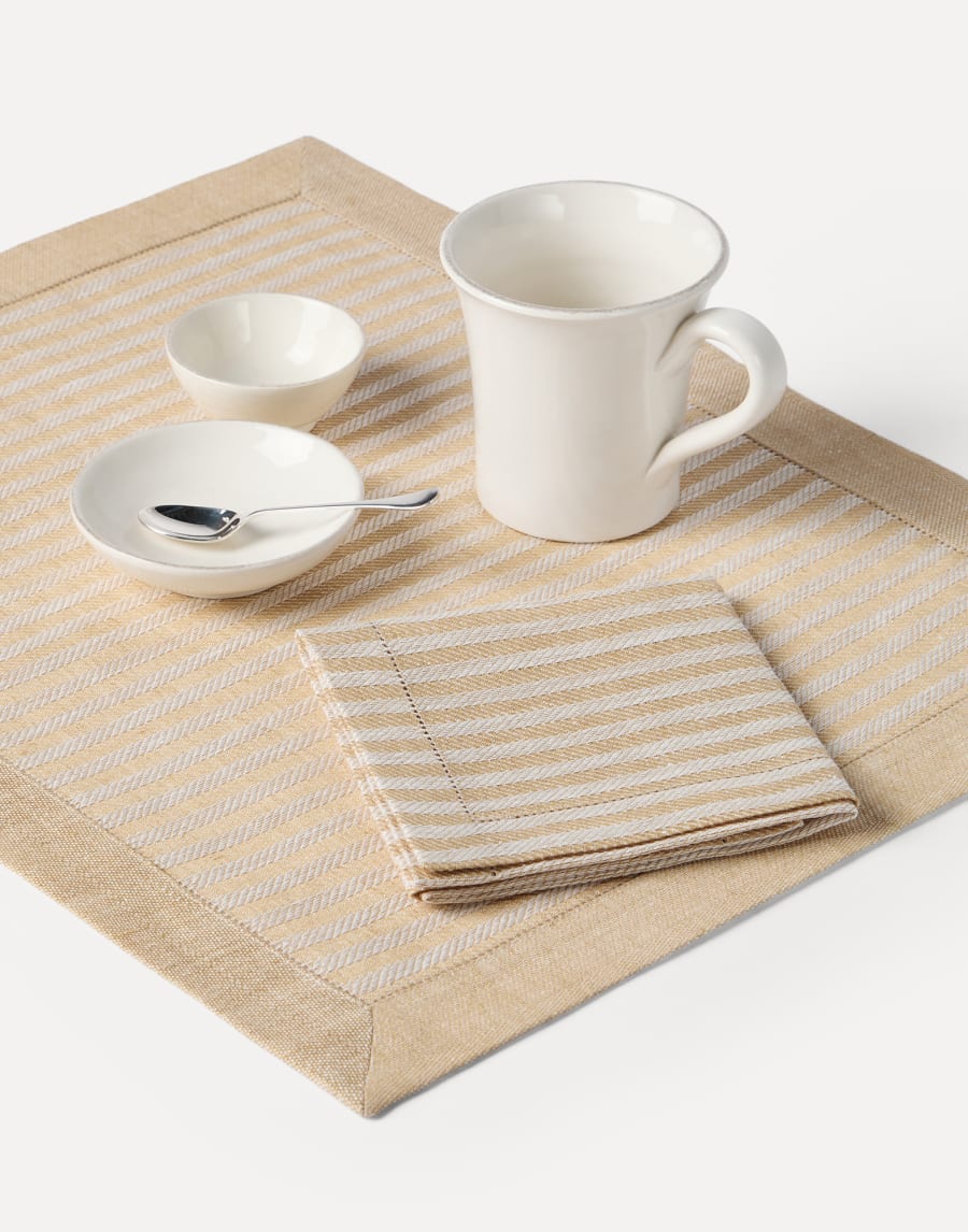 Set et serviette de table en lin à rayures Panama Lifestyle - Brunello Cucinelli
