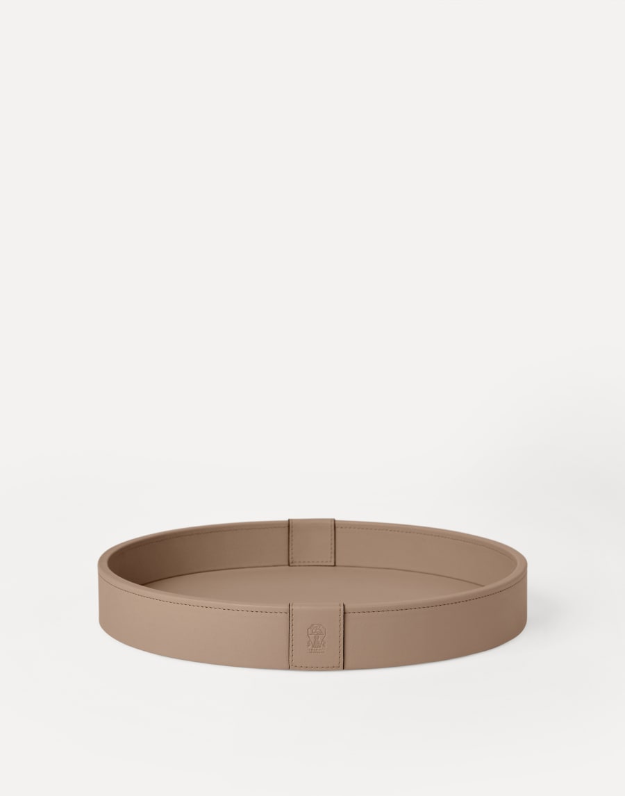 Wood and leather small tray Light Brown Lifestyle - Brunello Cucinelli