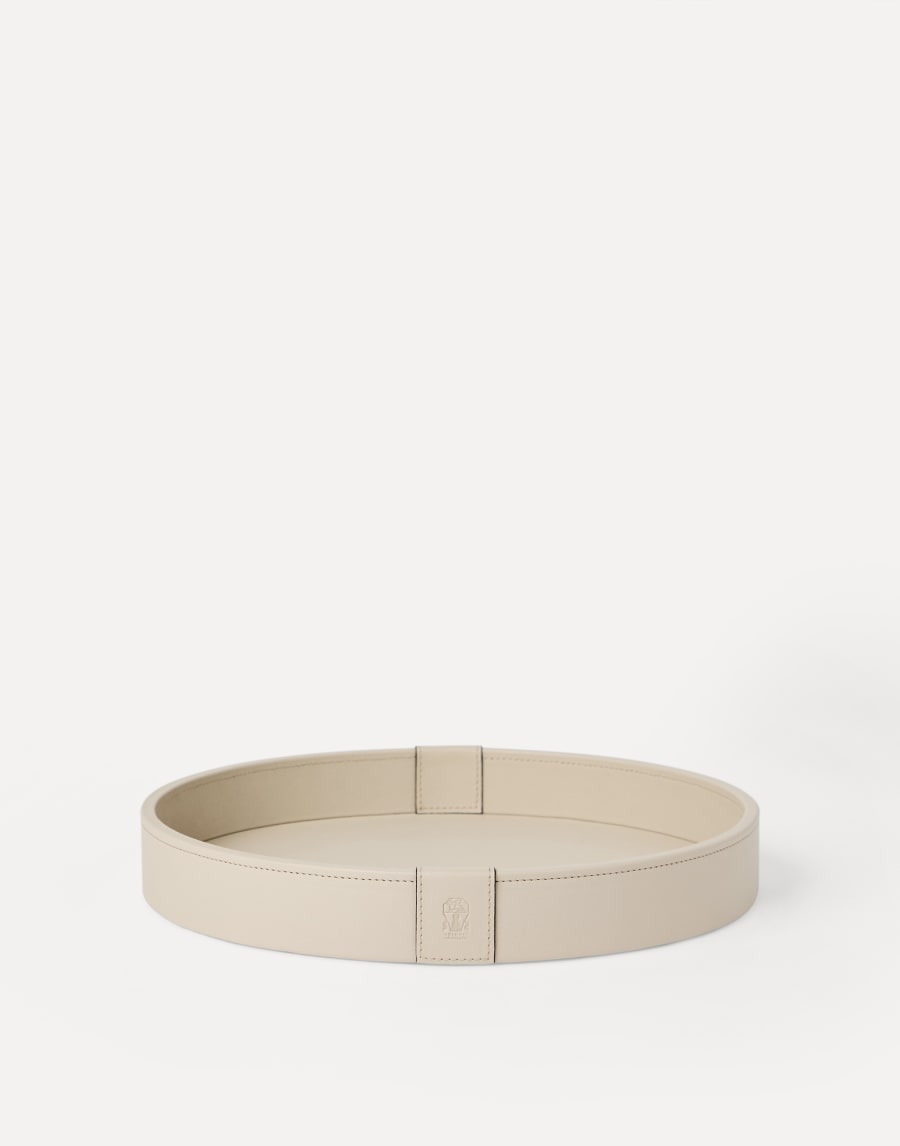 木材与皮革小号托盘 大米色 生活风格 - Brunello Cucinelli