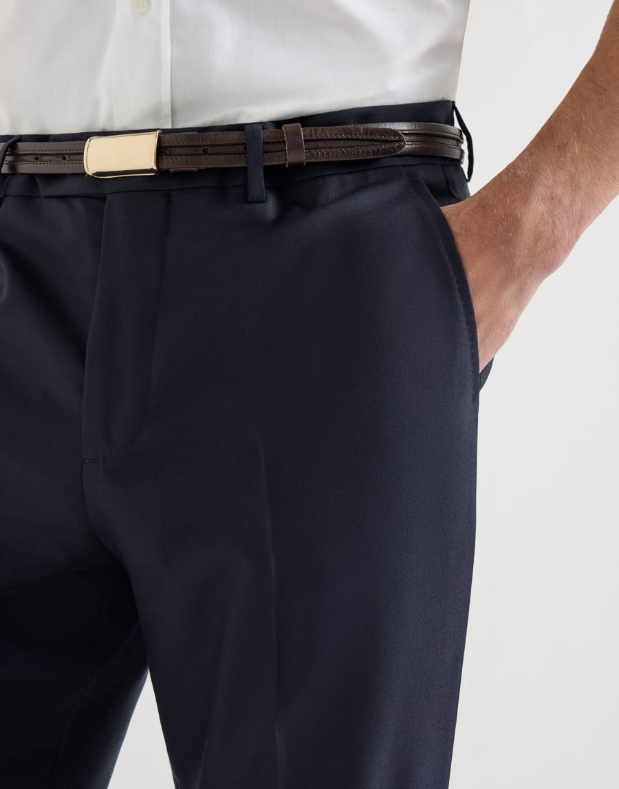 Lightweight cashmere trousers Navy Blue Man - Brunello Cucinelli