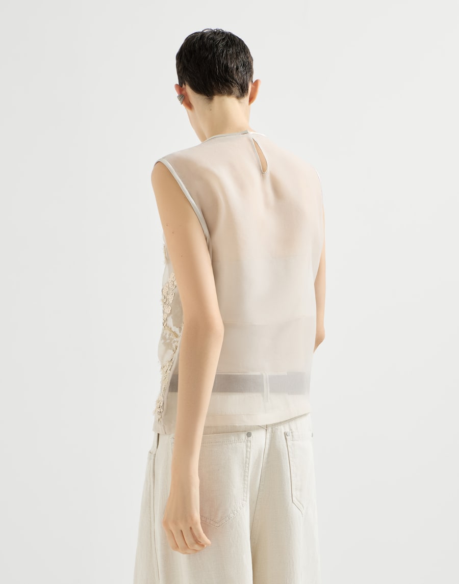 Top with dazzling seabed embroidery Beige Woman - Brunello Cucinelli