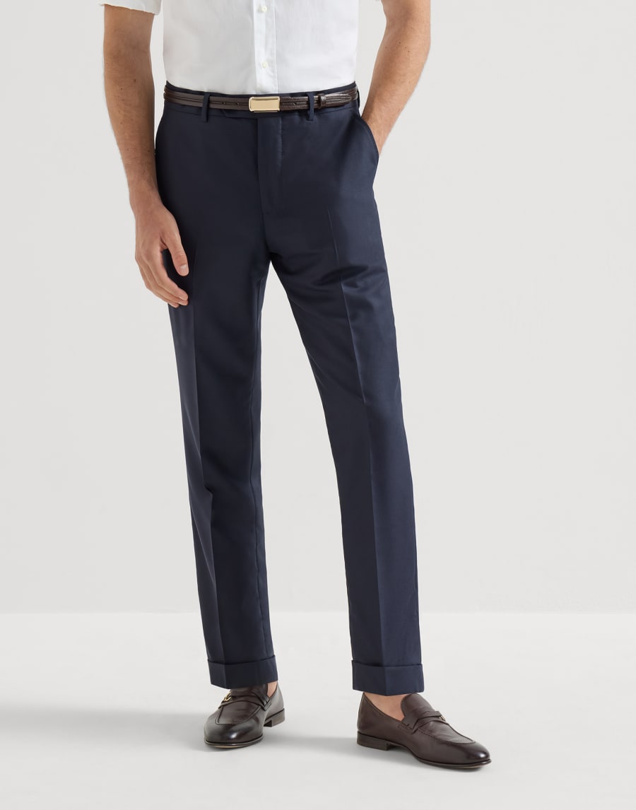 Lightweight cashmere trousers Navy Blue Man - Brunello Cucinelli
