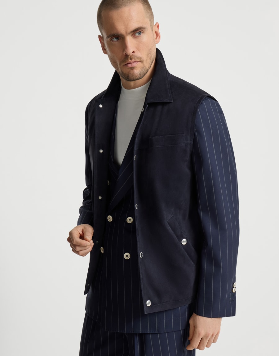 绒面革马甲 海军蓝 男款 - Brunello Cucinelli