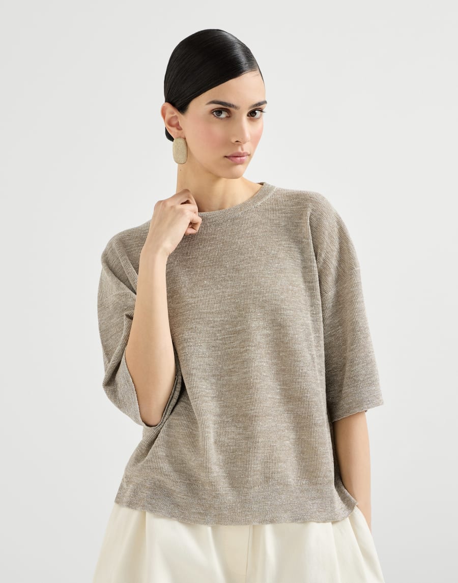 Sparkling linen sweater Beige Woman - Brunello Cucinelli