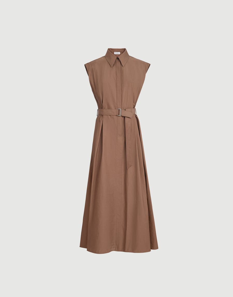 Vestido camisero de sarga Texture Marrón Mujer - Brunello Cucinelli
