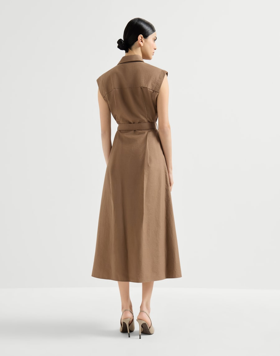 Hemdblusenkleid aus Texture-Twill Braun Damen - Brunello Cucinelli