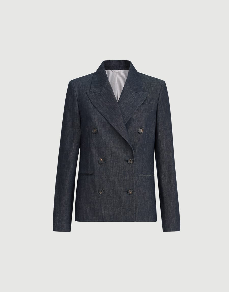 Blazer aus Twill in Denim-Optik Dunkles Jeansblau Damen - Brunello Cucinelli