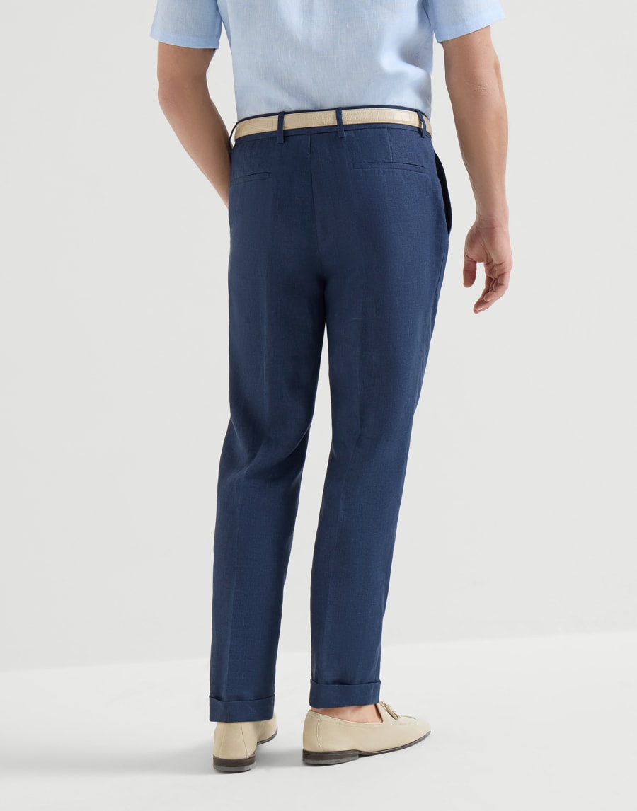 Délavé linen trousers Navy Blue Man - Brunello Cucinelli
