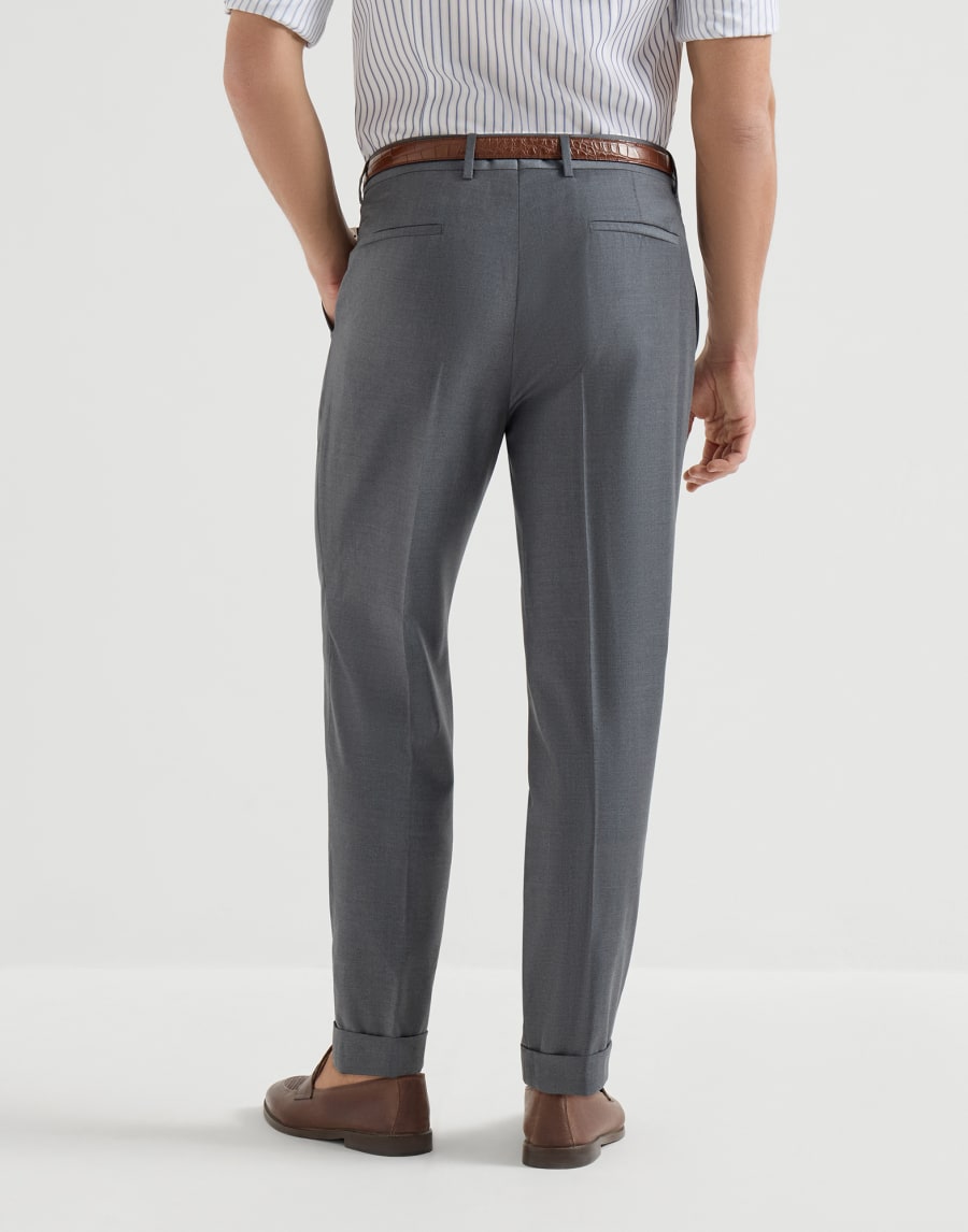 Super 150s virgin wool four season batavia trousers Medium Grey Man - Brunello Cucinelli
