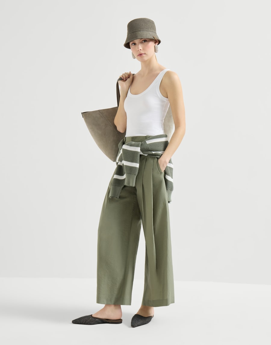 A字型裤装 绿色 女款 - Brunello Cucinelli