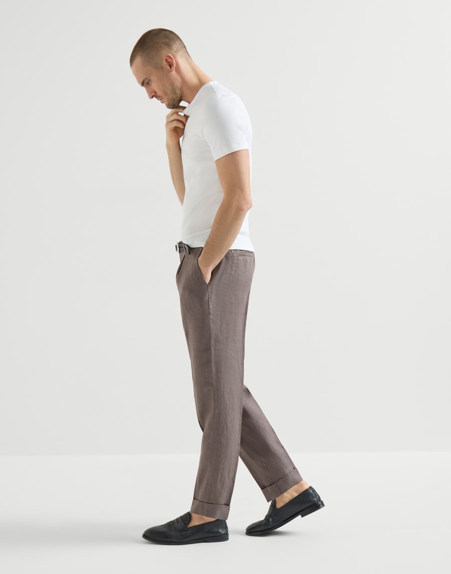 Gabardine garment dyed trousers Hazelnut Man - Brunello Cucinelli