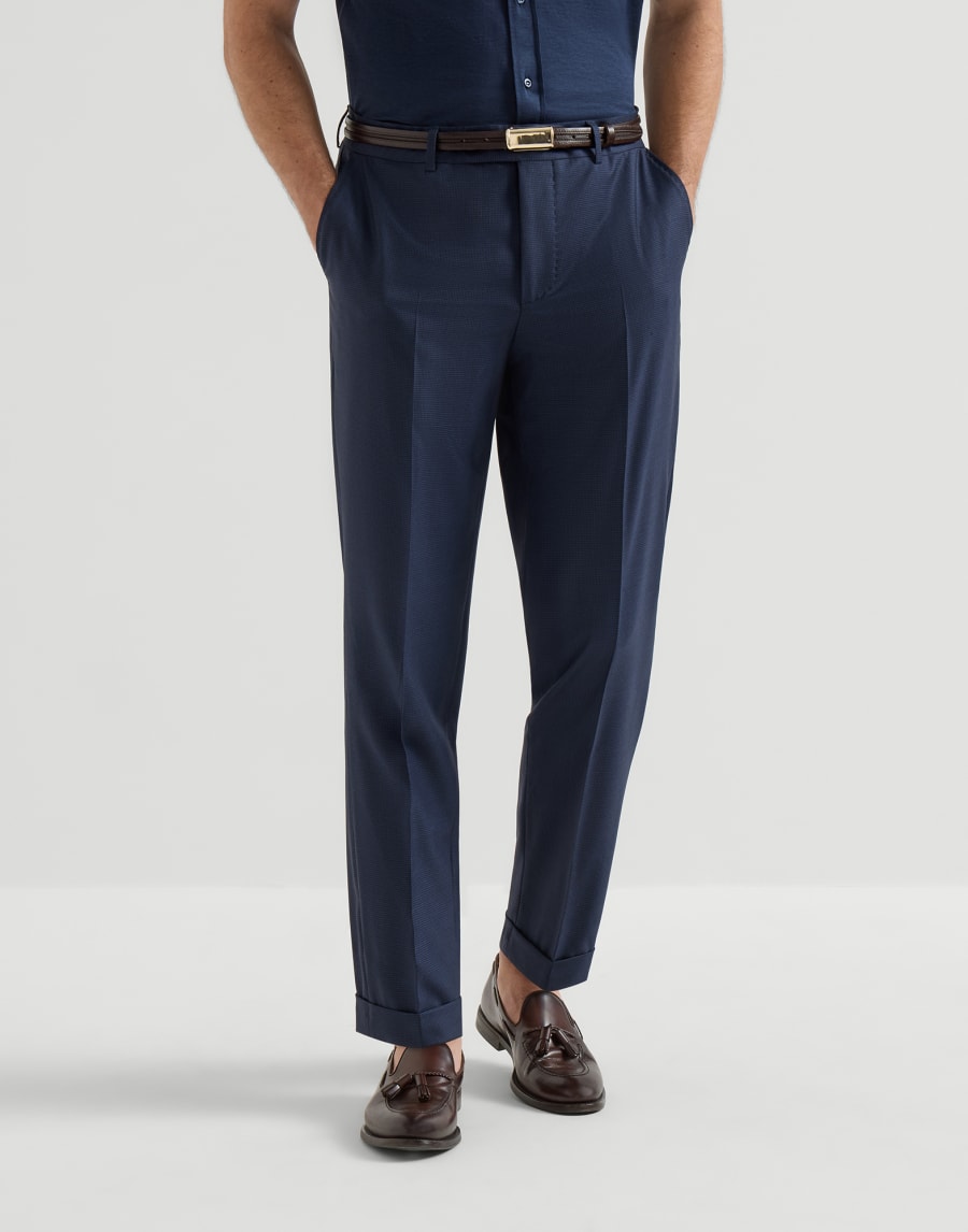 Houndstooth trousers Navy Blue Man - Brunello Cucinelli