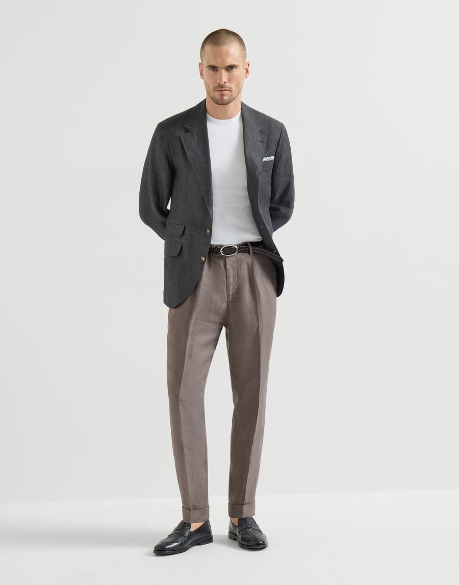 Gabardine garment dyed trousers Hazelnut Man - Brunello Cucinelli