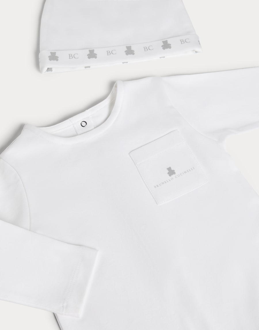 Set mono y gorrito Baby Bernie Blanco Bebé - Brunello Cucinelli